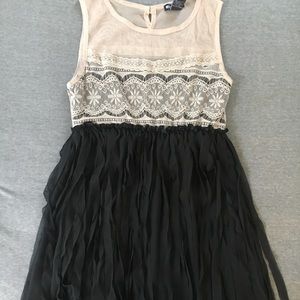 Medium beige and black fringe dress
